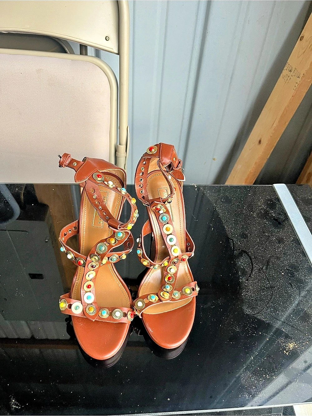Aquazzura Embellished Heels in Brown US 8